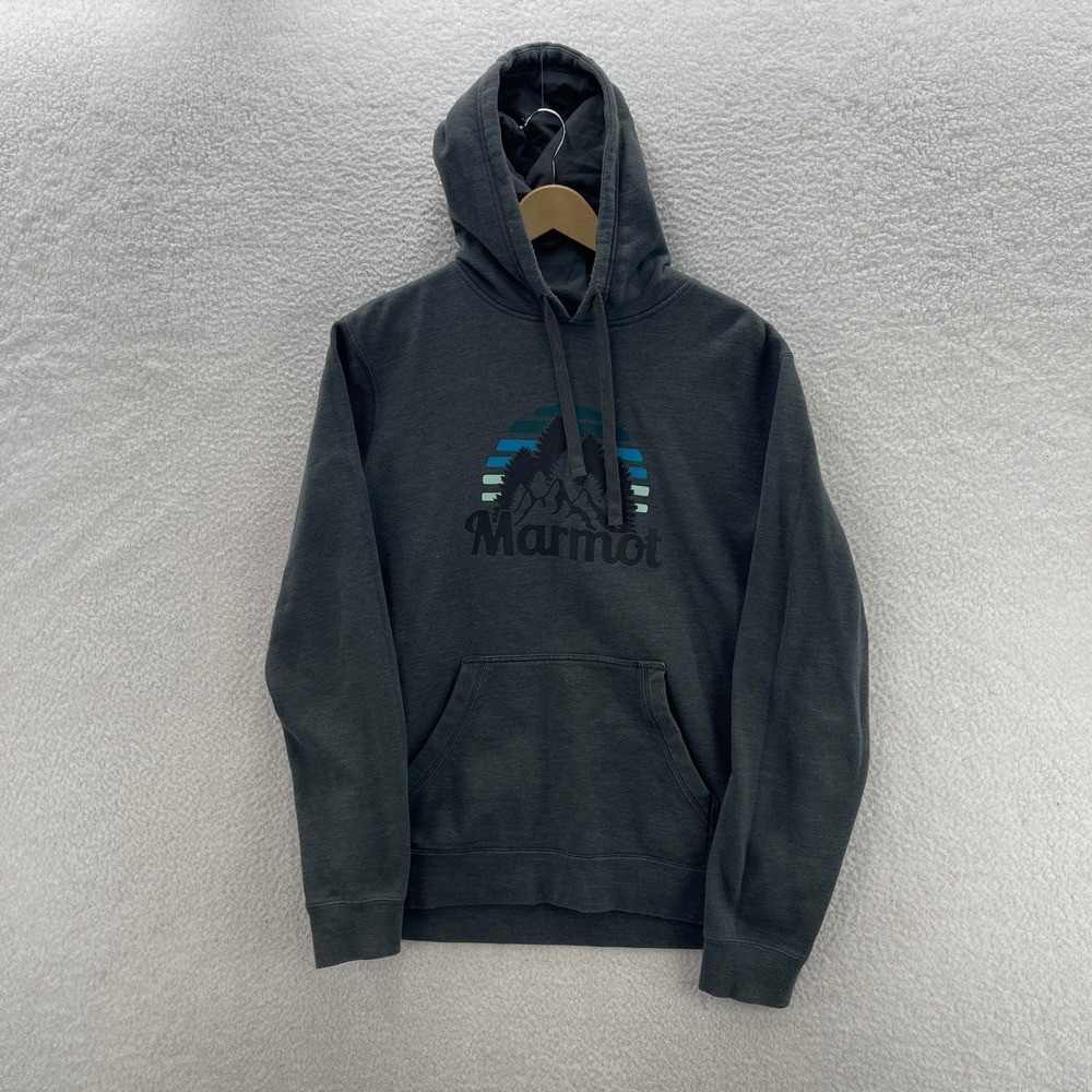 Marmot Hoodie Mens Large Gray Pullover Fleece Lined Outdoor Hiking Gorpcore